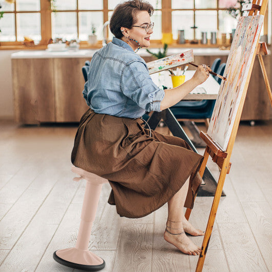 Costway Adjustable-Height Wobble Chair Active Learning Stool for Office Stand Up Desk Pink