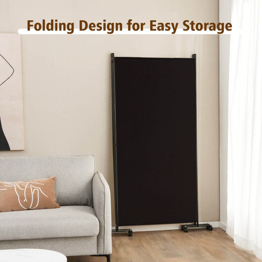 Costway 3-Panel Folding Room Divider 6Ft Rolling Privacy Screen with Lockable Wheels Brown W2B