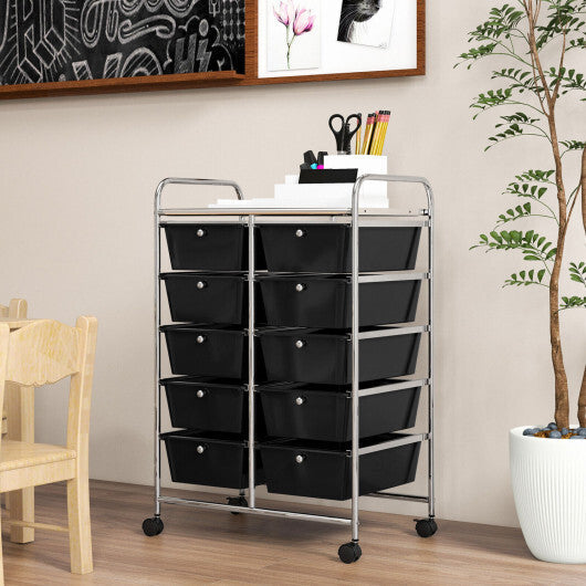 Costway 10-Drawer Rolling Storage Cart-Black W2B