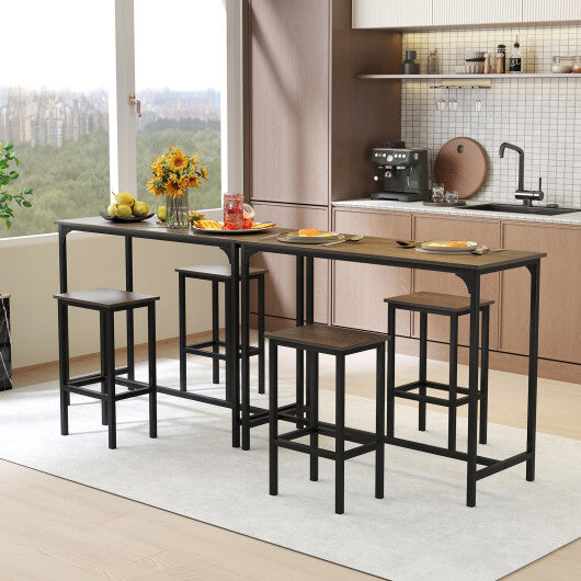 Costway Industrial 3-Piece 47.5" Counter-Height Dining Table and 2 Bar Stools-Gray