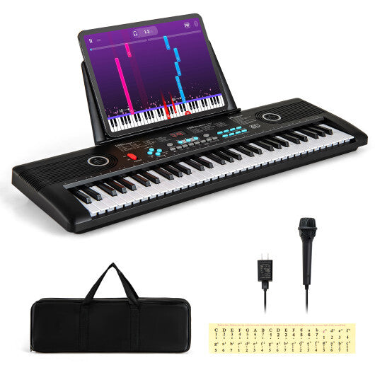Costway 61 Key Electric Portable Digital Keyboard Piano for Beginner Black