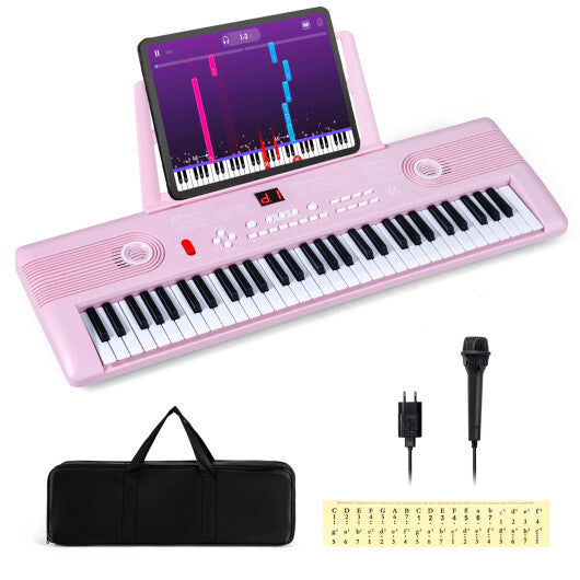 Costway 61 Key Electric Portable Digital Keyboard Piano for Beginner-Pink W2B