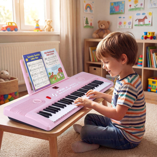 Costway 61 Key Electric Portable Digital Keyboard Piano for Beginner-Pink W2B