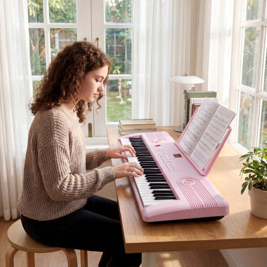 Costway 61 Key Electric Portable Digital Keyboard Piano for Beginner-Pink W2B