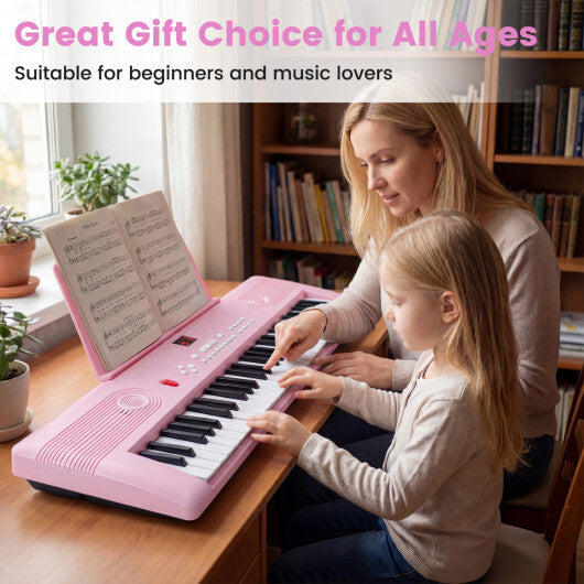 Costway 61 Key Electric Portable Digital Keyboard Piano for Beginner-Pink W2B