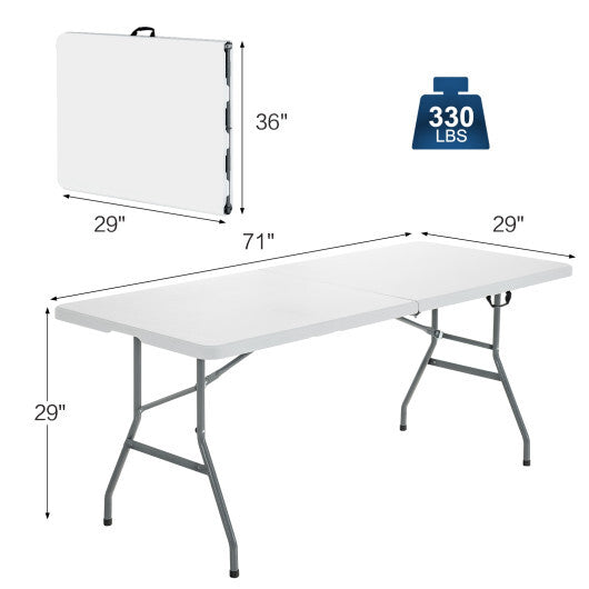 Costway 6' Folding Table Portable Plastic Indoor Outdoor Picnic Party Dining Camp Tables