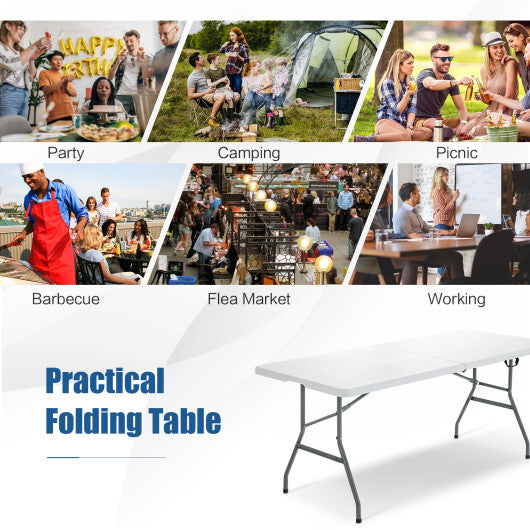 Costway 6' Folding Table Portable Plastic Indoor Outdoor Picnic Party Dining Camp Tables