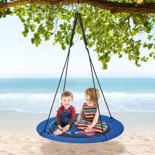 Costway 40" Flying Saucer Tree Swing Indoor Outdoor Play Set Swing for Kids Blue Rocket