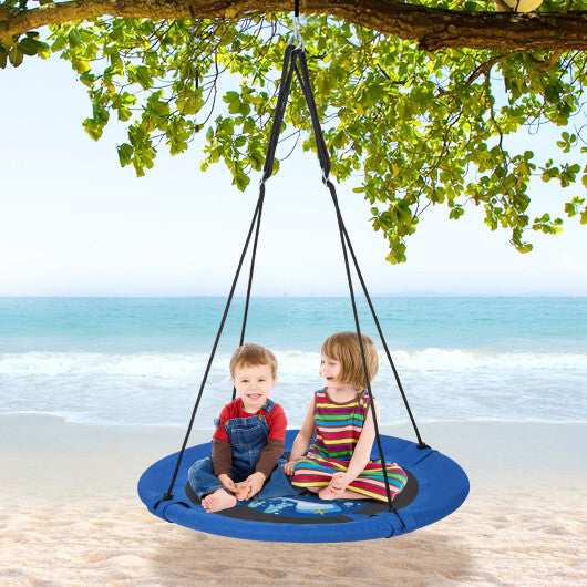 Costway 40" Flying Saucer Tree Swing Indoor Outdoor Play Set Swing for Kids Blue Whale