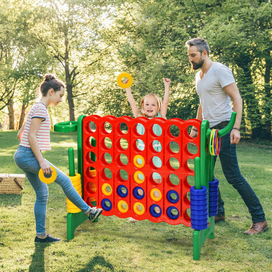 Costway 4-in-A Row Giant Game Set w/Basketball Hoop for Family Red