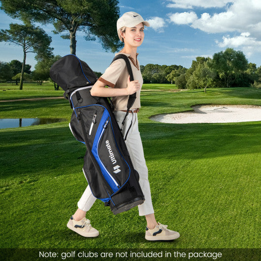 Costway Golf Cart Bag with 14 Way Top Dividers-Blue W2B