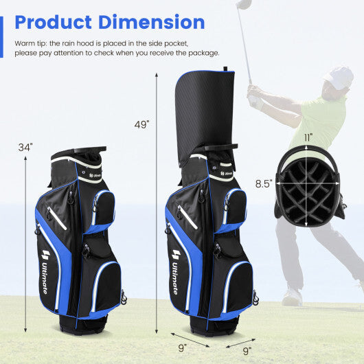 Costway Golf Cart Bag with 14 Way Top Dividers-Blue W2B