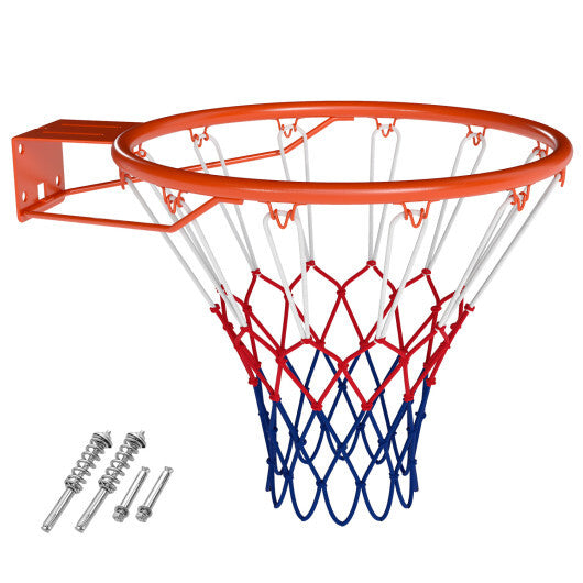 Costway 18" Basketball Rim Heavy Duty Wall Mounted Basketball Rim Goal Replacement-Orange W2B