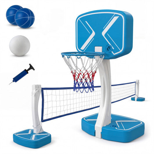 Costway 2-in-1 Pool Basketball Hoop and Pool Volleyball Net with Weighted Base W2B
