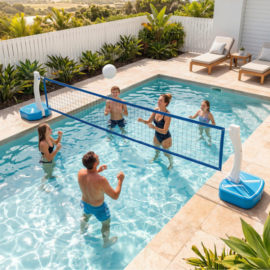 Costway 2-in-1 Pool Basketball Hoop and Pool Volleyball Net with Weighted Base W2B