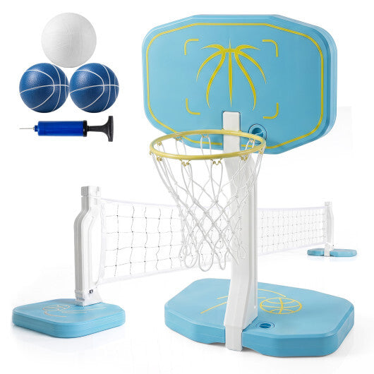Costway 2-in-1 Pool Basketball Hoop and Pool Volleyball Net W2B