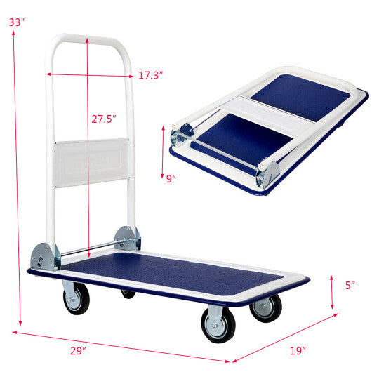 Costway 330lbs Platform Cart Dolly Foldable Push Hand Iron W2B