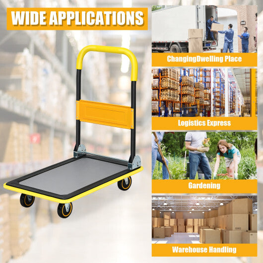 Costway 330lbs Folding Platform Cart Dolly Push Hand Truck Moving Warehouse Foldable W2B