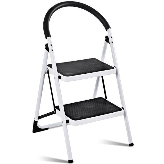 Costway 2 Step Ladder Folding Stool Heavy Duty 330Lbs Capacity Industrial Lightweight