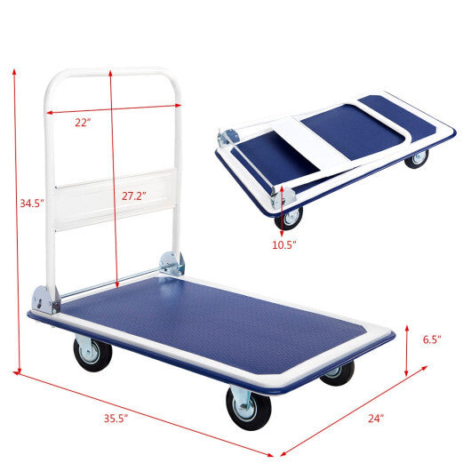 Costway 660lbs Platform Cart Dolly Folding Foldable Moving Warehouse Push Hand Truck