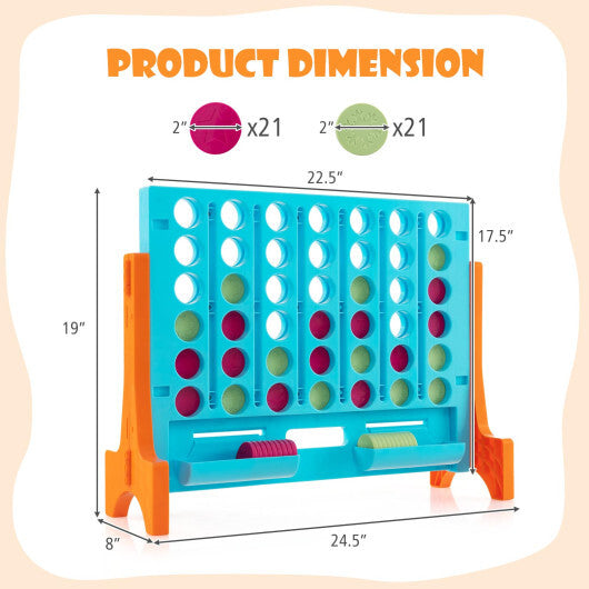 Costway Jumbo 4-to-Score Connect Game Set with Carrying Bag and 42 Coins-Orange