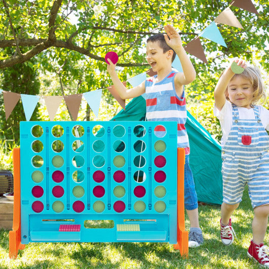 Costway Jumbo 4-to-Score Connect Game Set with Carrying Bag and 42 Coins-Orange