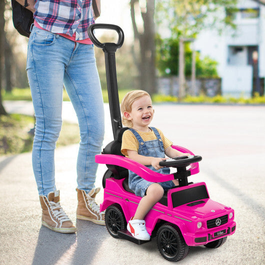 Costway 3-In-1 Ride on Push Car Mercedes Benz G350 Stroller Sliding Car with Canopy-Pink W2B