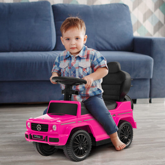 Costway 3-In-1 Ride on Push Car Mercedes Benz G350 Stroller Sliding Car with Canopy-Pink W2B
