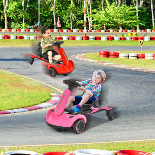 Costway 6V Kids Ride on Drift Car with 360 Spin and 2 Adjustable Heights-Pink W2B