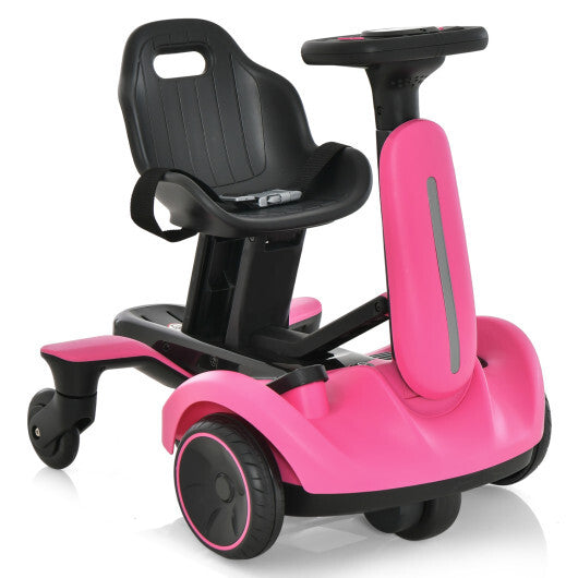 Costway 6V Kids Ride on Drift Car with 360 Spin and 2 Adjustable Heights-Pink W2B
