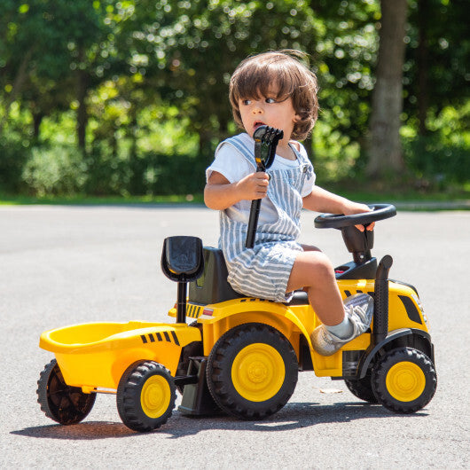 Costway Kids Ride on Tractor Licensed Caterpillar with Detachable Trailer No Power Yellow