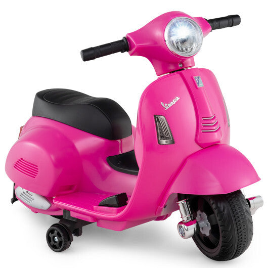 Costway Kids Ride on Motorcycle Licensed Vespa with LED Headlight and Horn Sound - Pink