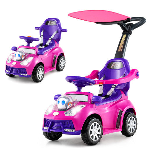 Costway 3-in-1 Push Car for Toddler Stroller Sliding Walking Car for Boys and Girls - Pink