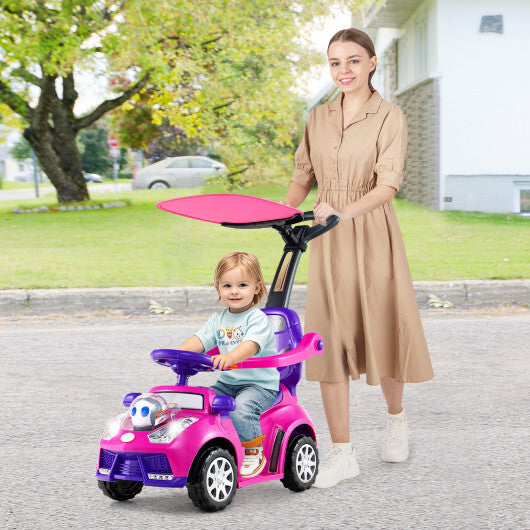 Costway 3-in-1 Push Car for Toddler Stroller Sliding Walking Car for Boys and Girls - Pink