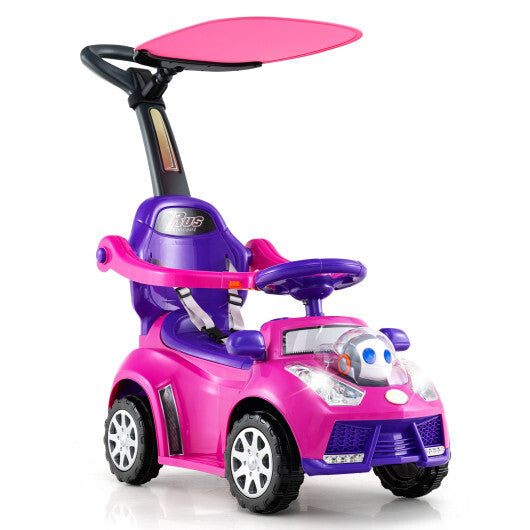 Costway 3-in-1 Push Car for Toddler Stroller Sliding Walking Car for Boys and Girls - Pink