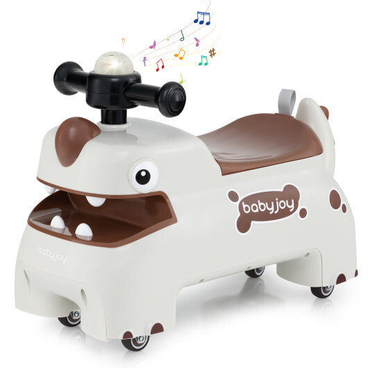 Costway Toddler Ride on Toy Walking Sliding Car with Lights and Music-White