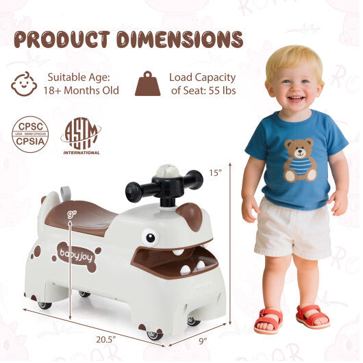 Costway Toddler Ride on Toy Walking Sliding Car with Lights and Music-White