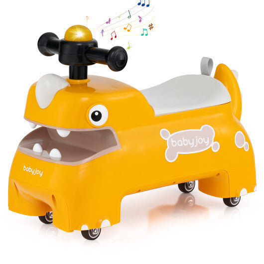 Costway Toddler Ride on Toy Walking Sliding Car with Lights and Music-Yellow