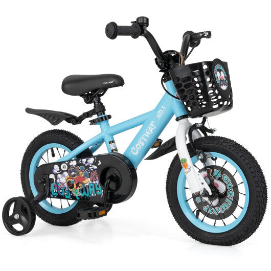 Costway 12 Inch Kids Bike with Adjustable Handlebar and Saddle for 3-4 Years Old-12 inches