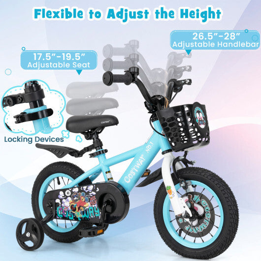 Costway 12 Inch Kids Bike with Adjustable Handlebar and Saddle for 3-4 Years Old-12 inches