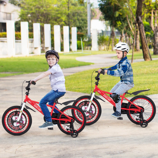 Costway 18 Inch Kids Bike Adjustable with Storage Basket and Double Brake for 4-8 Years Old Red W2B