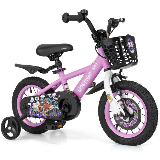 Costway 12 Inch Kids Bike for 3-4 Years Old Sport Bicycle with Adjustable Handlebar and Saddle-12 inches