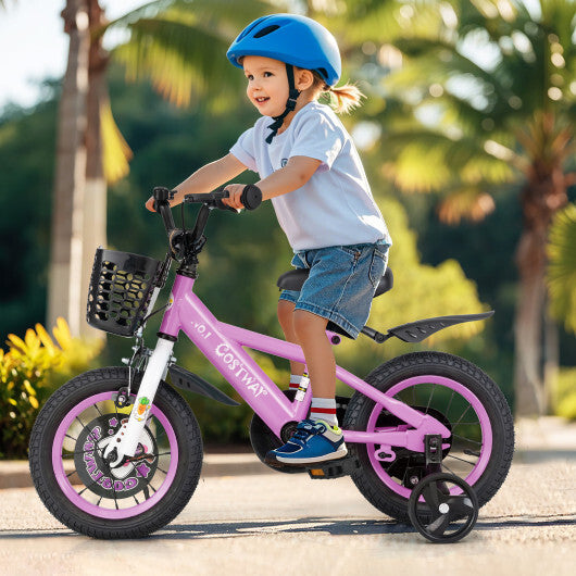 Costway 12 Inch Kids Bike for 3-4 Years Old Sport Bicycle with Adjustable Handlebar and Saddle-12 inches