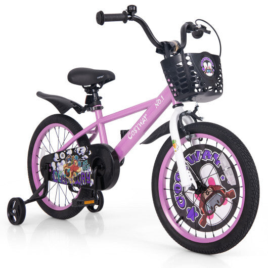 Costway 18 Inch Kids Bike for 4-8 Years Old Sport Bicycle with Adjustable Handlebar and Saddle-18 inches W2B