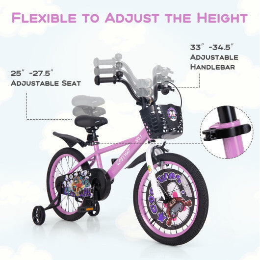 Costway 18 Inch Kids Bike for 4-8 Years Old Sport Bicycle with Adjustable Handlebar and Saddle-18 inches W2B