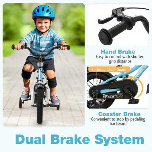 Costway 12-Inch Kids Bike for 3-4 Years Old Children Bicycle with Training Wheels W2B