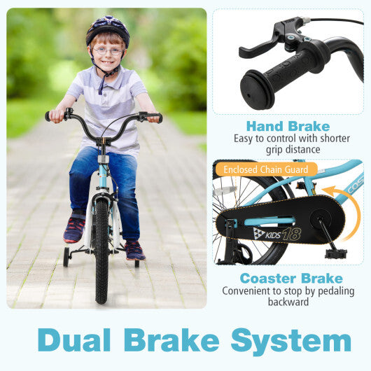 Costway 18-Inch Kids Bike for 4-8 Years Old Children Bicycle with Training Wheels W2B