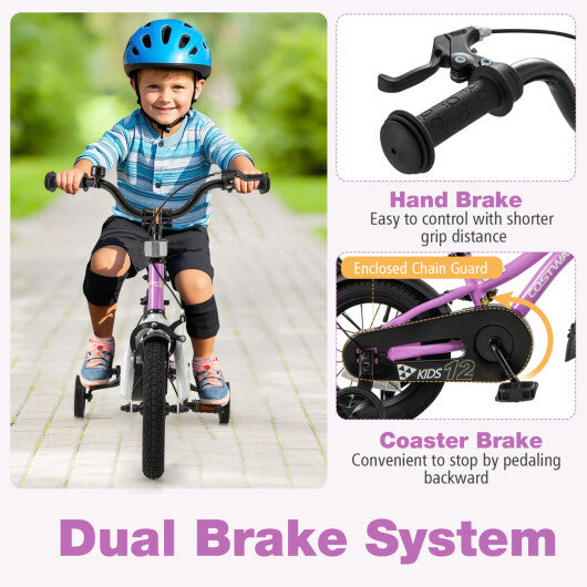 Costway Kids Bike 12-Inch Children Training Bicycle with 2 Brake for 3-4 Years Old W2B