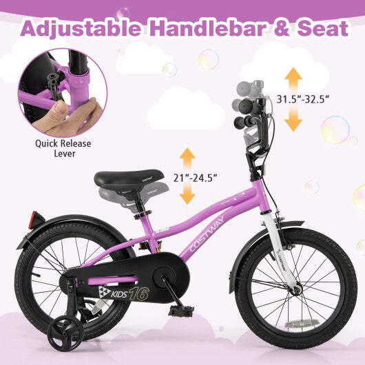 Costway Kids Bike 16-Inch Children Training Bicycle with 2 Brake for 4-7 Years Old W2B