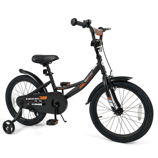 Costway 18 Inches Kids Bike with Removable Training Wheels and Adjustable Seatfor 4-8 Years Old Black